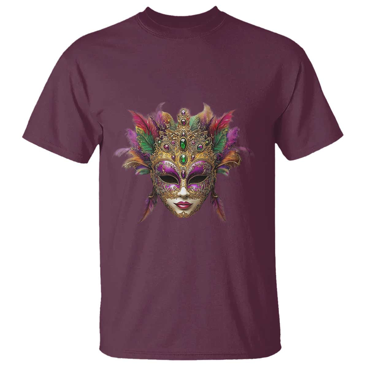 Jeweled Mask Louisiana Mardi Gras T Shirt TS09 Maroon Print Your Wear
