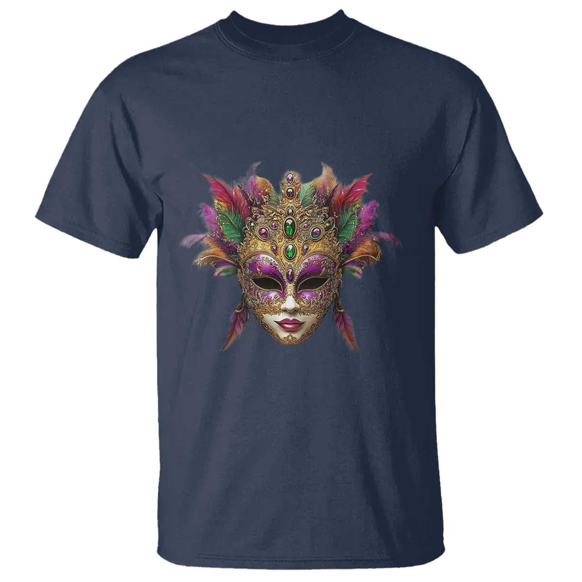 Jeweled Mask Louisiana Mardi Gras T Shirt TS09 Navy Print Your Wear