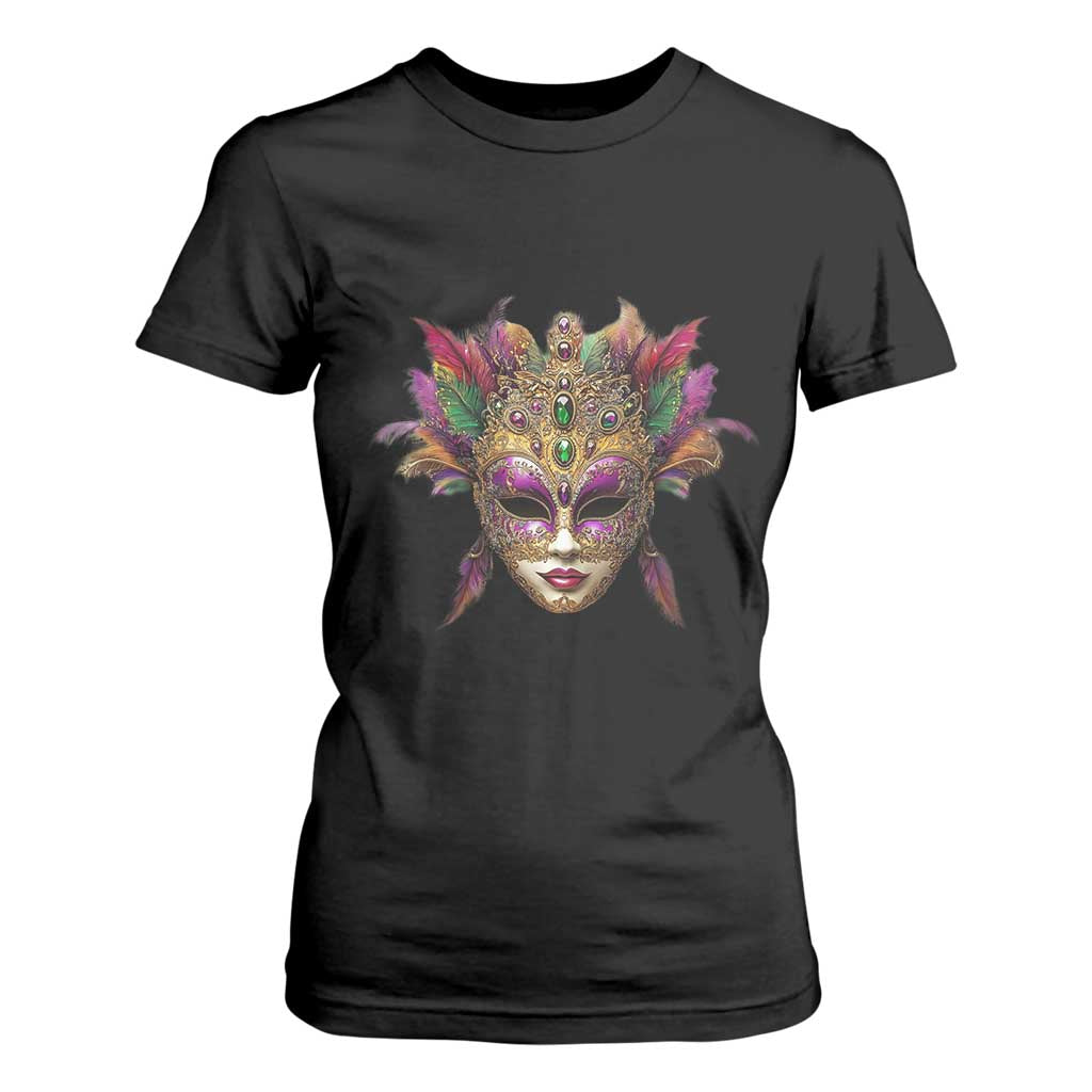 Jeweled Mask Louisiana Mardi Gras T Shirt For Women TS09 Black Print Your Wear
