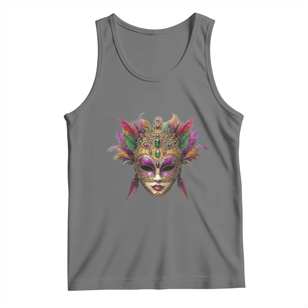 Jeweled Mask Louisiana Mardi Gras Tank Top TS09 Black Heather Print Your Wear