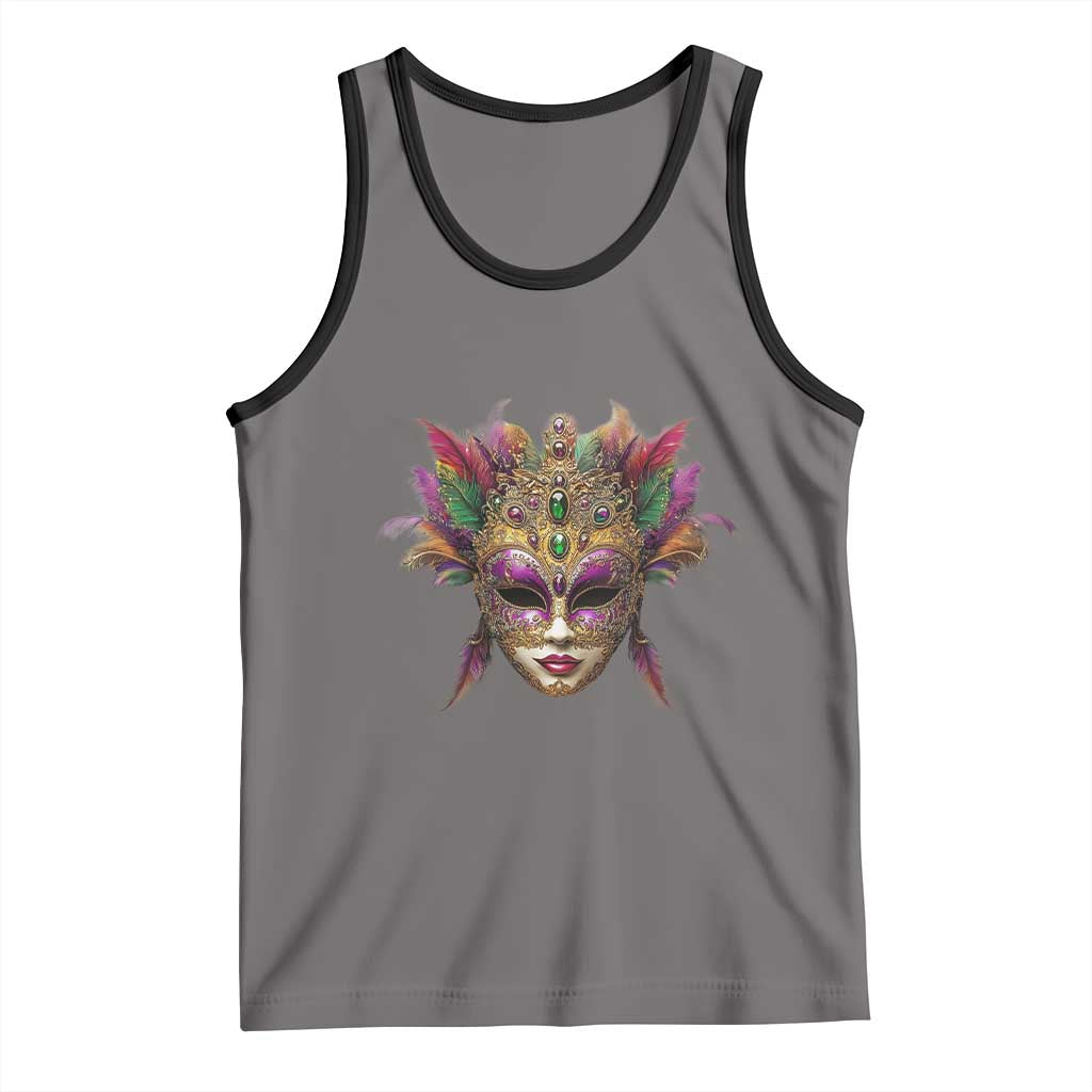 Jeweled Mask Louisiana Mardi Gras Tank Top TS09 Deep Heather Black Print Your Wear