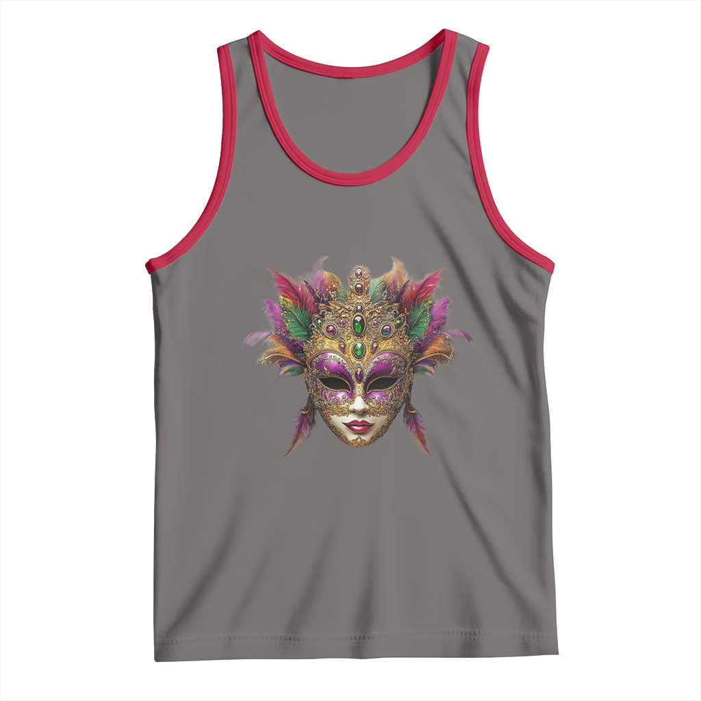 Jeweled Mask Louisiana Mardi Gras Tank Top TS09 Deep Heather Red Print Your Wear