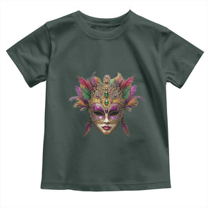 Jeweled Mask Louisiana Mardi Gras Toddler T Shirt TS09 Dark Forest Green Print Your Wear