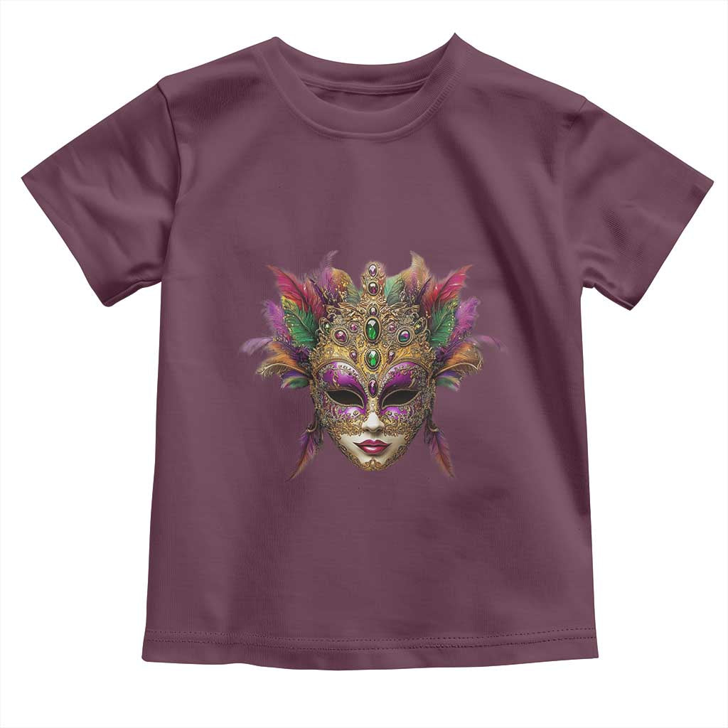 Jeweled Mask Louisiana Mardi Gras Toddler T Shirt TS09 Maroon Print Your Wear