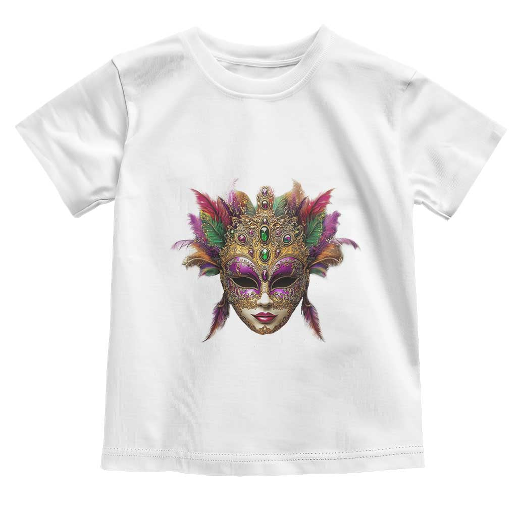 Jeweled Mask Louisiana Mardi Gras Toddler T Shirt TS09 White Print Your Wear