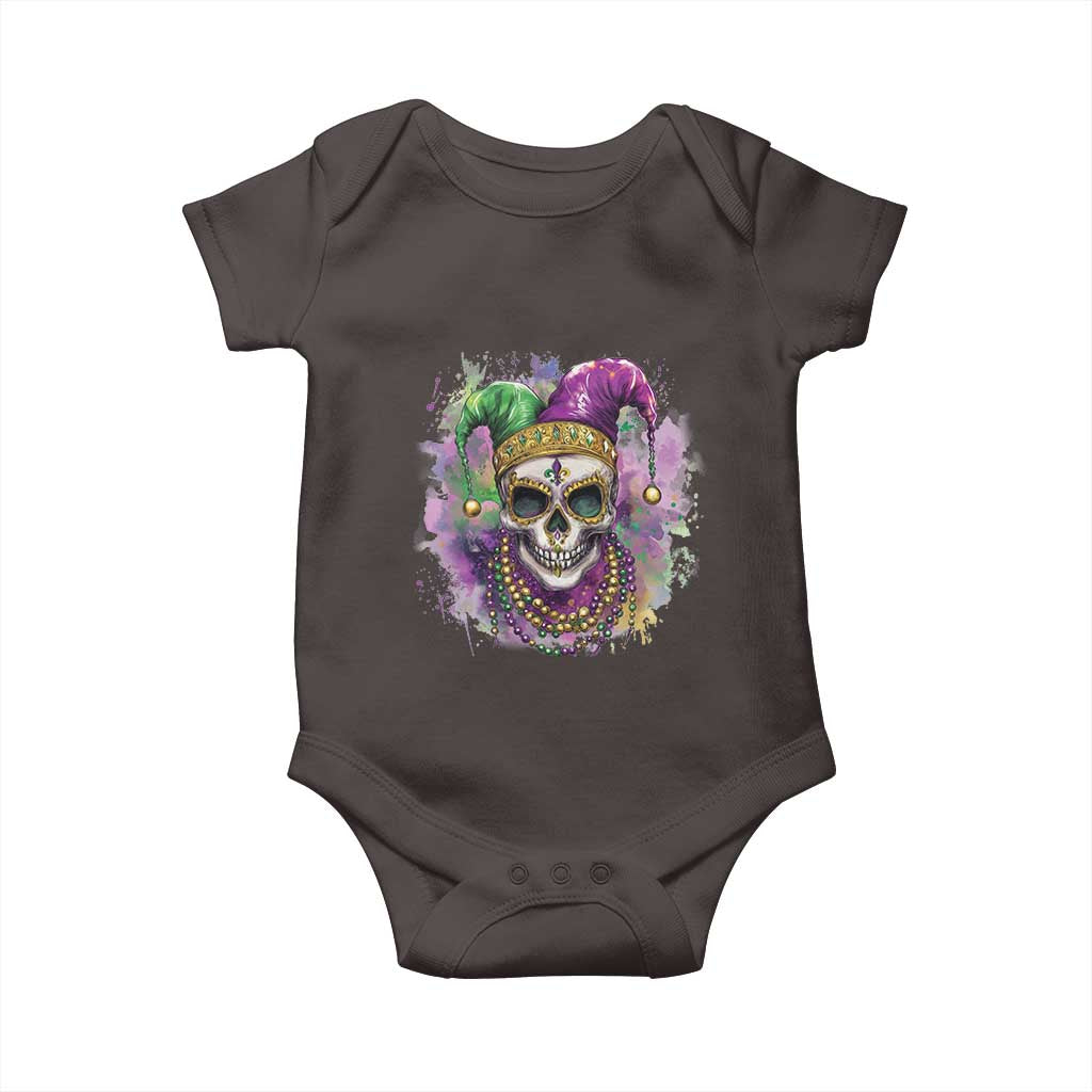 Skeleton Jester Louisiana Mardi Gras Baby Onesie TS09 Dark Chocolate Print Your Wear