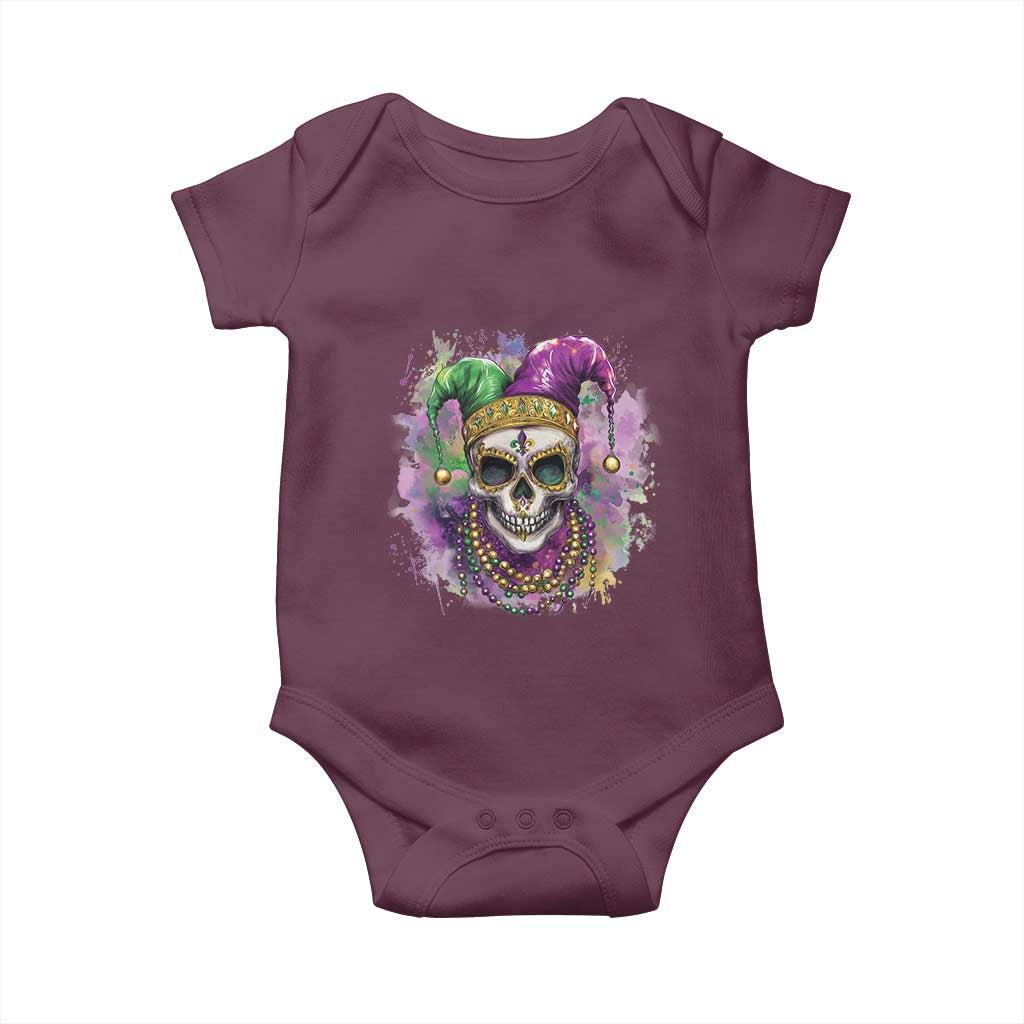Skeleton Jester Louisiana Mardi Gras Baby Onesie TS09 Maroon Print Your Wear
