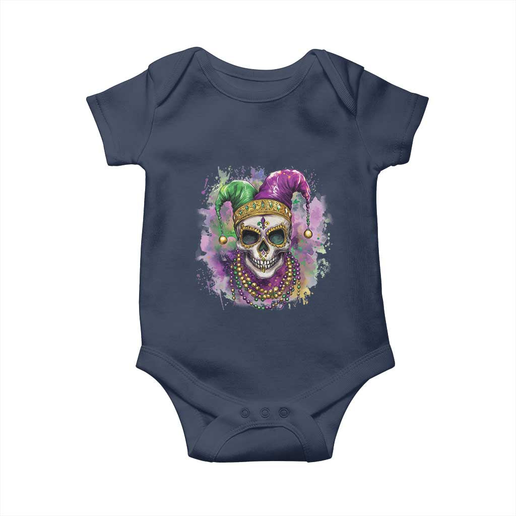 Skeleton Jester Louisiana Mardi Gras Baby Onesie TS09 Navy Print Your Wear