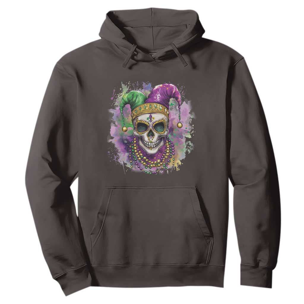 Skeleton Jester Louisiana Mardi Gras Hoodie TS09 Dark Chocolate Print Your Wear