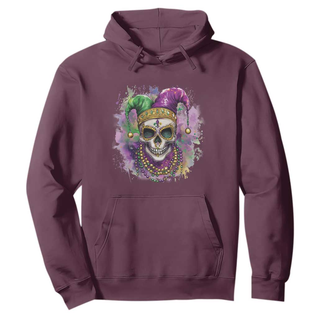 Skeleton Jester Louisiana Mardi Gras Hoodie TS09 Maroon Print Your Wear