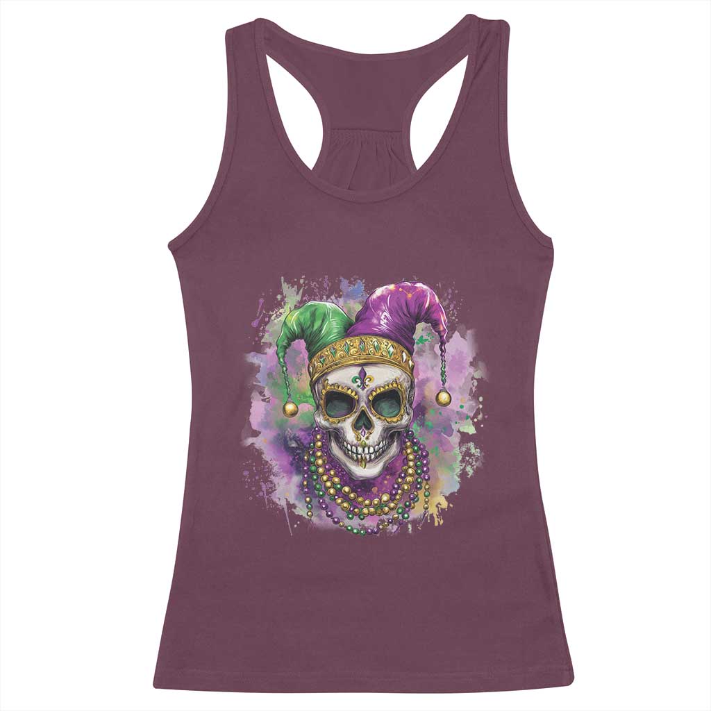 Skeleton Jester Louisiana Mardi Gras Racerback Tank Top TS09 Maroon Print Your Wear