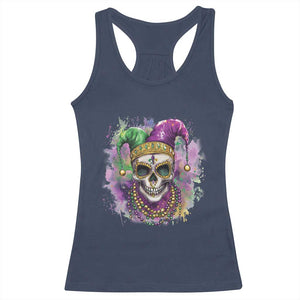Skeleton Jester Louisiana Mardi Gras Racerback Tank Top TS09 Navy Print Your Wear