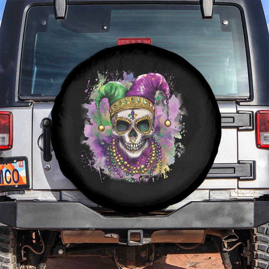 Skeleton Jester Louisiana Mardi Gras Spare Tire Cover TS09 No hole Black Print Your Wear