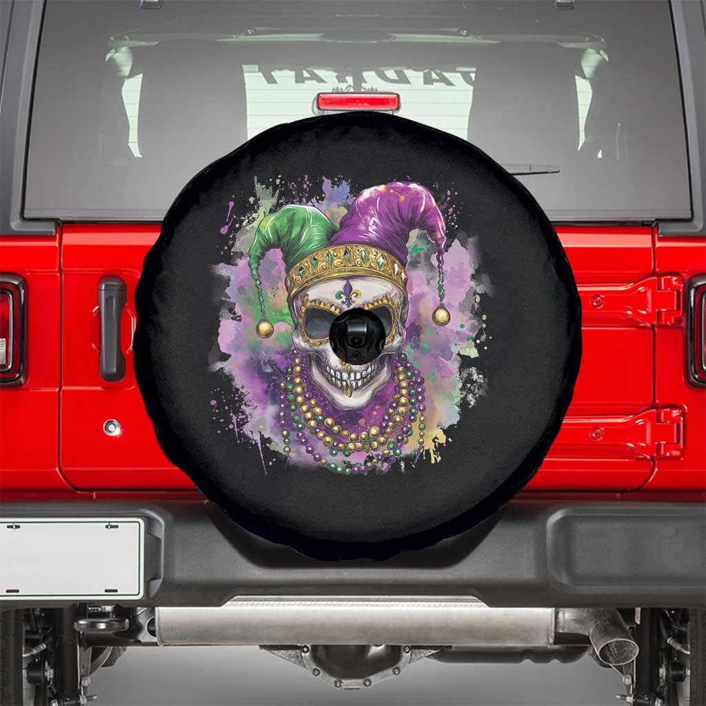 Skeleton Jester Louisiana Mardi Gras Spare Tire Cover TS09 Black Print Your Wear