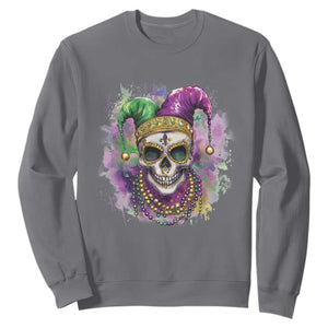 Skeleton Jester Louisiana Mardi Gras Sweatshirt TS09 Charcoal Print Your Wear