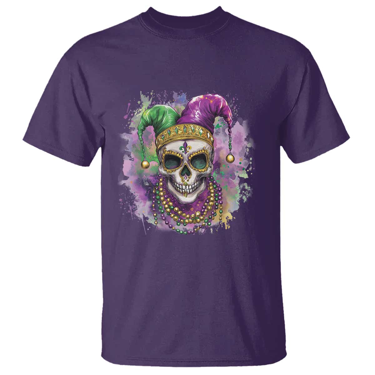 Skeleton Jester Louisiana Mardi Gras T Shirt TS09 Purple Print Your Wear