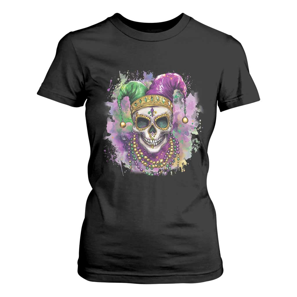 Skeleton Jester Louisiana Mardi Gras T Shirt For Women TS09 Black Print Your Wear