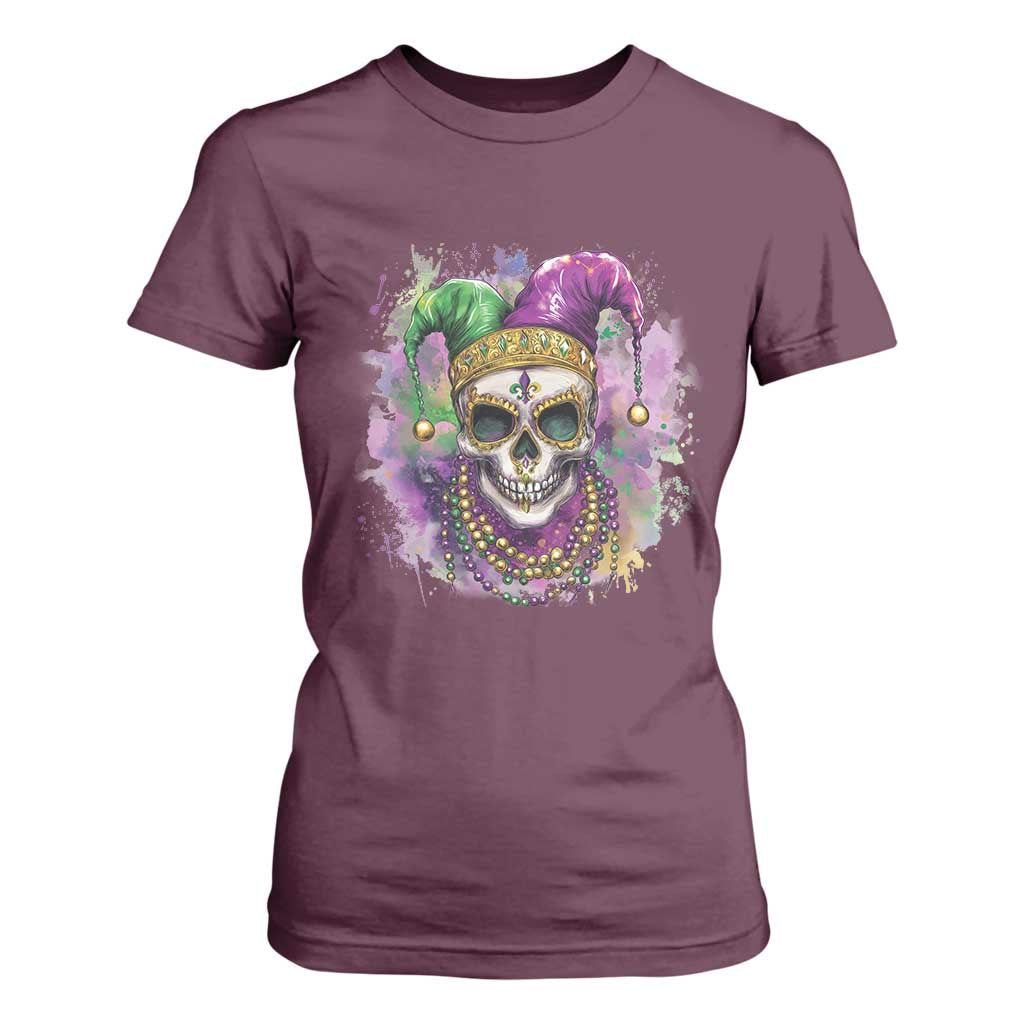 Skeleton Jester Louisiana Mardi Gras T Shirt For Women TS09 Maroon Print Your Wear