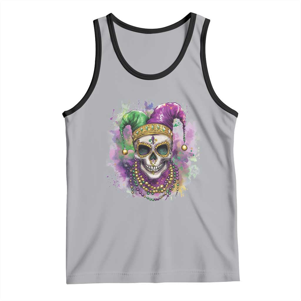 Skeleton Jester Louisiana Mardi Gras Tank Top TS09 Athletic Heather Black Print Your Wear