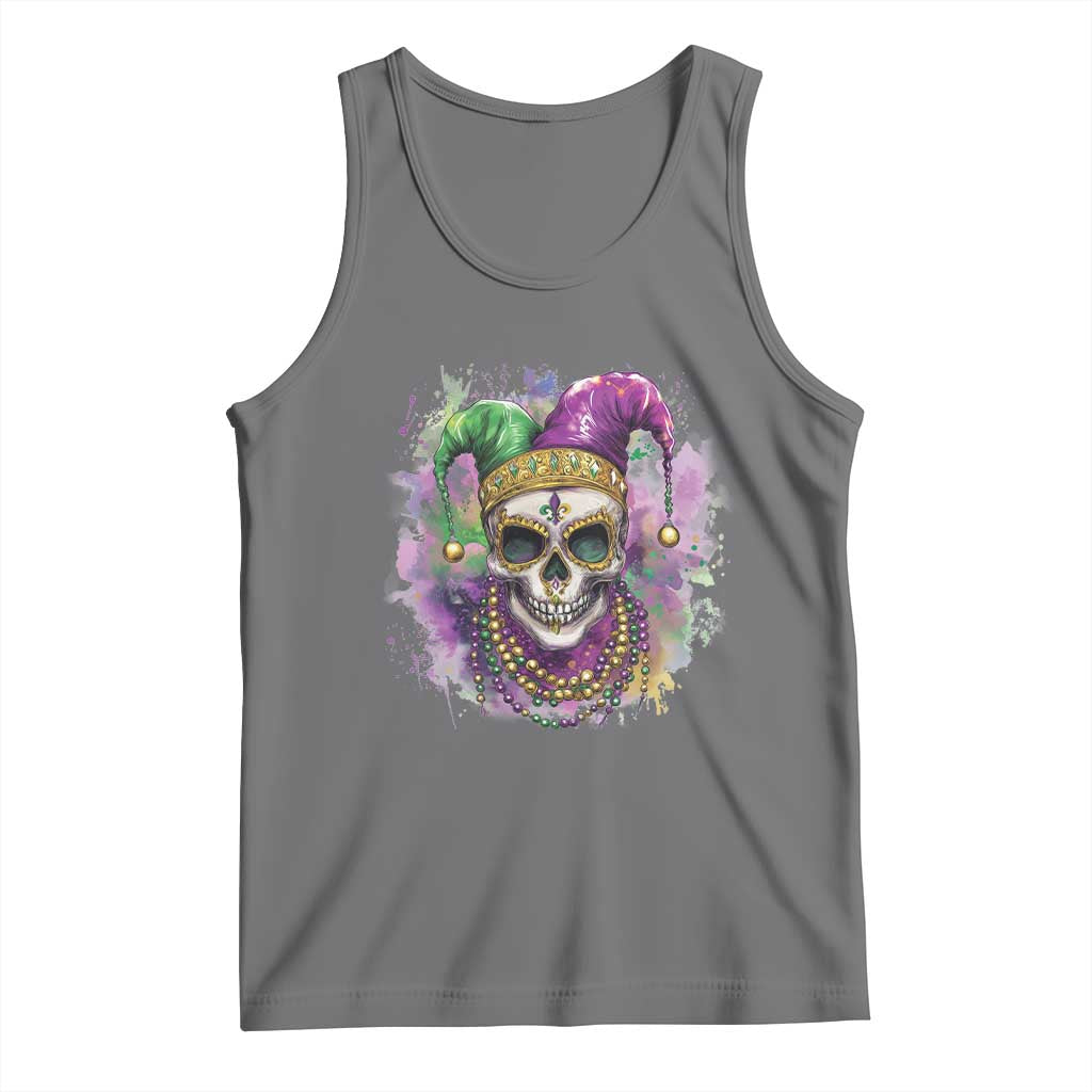 Skeleton Jester Louisiana Mardi Gras Tank Top TS09 Black Heather Print Your Wear