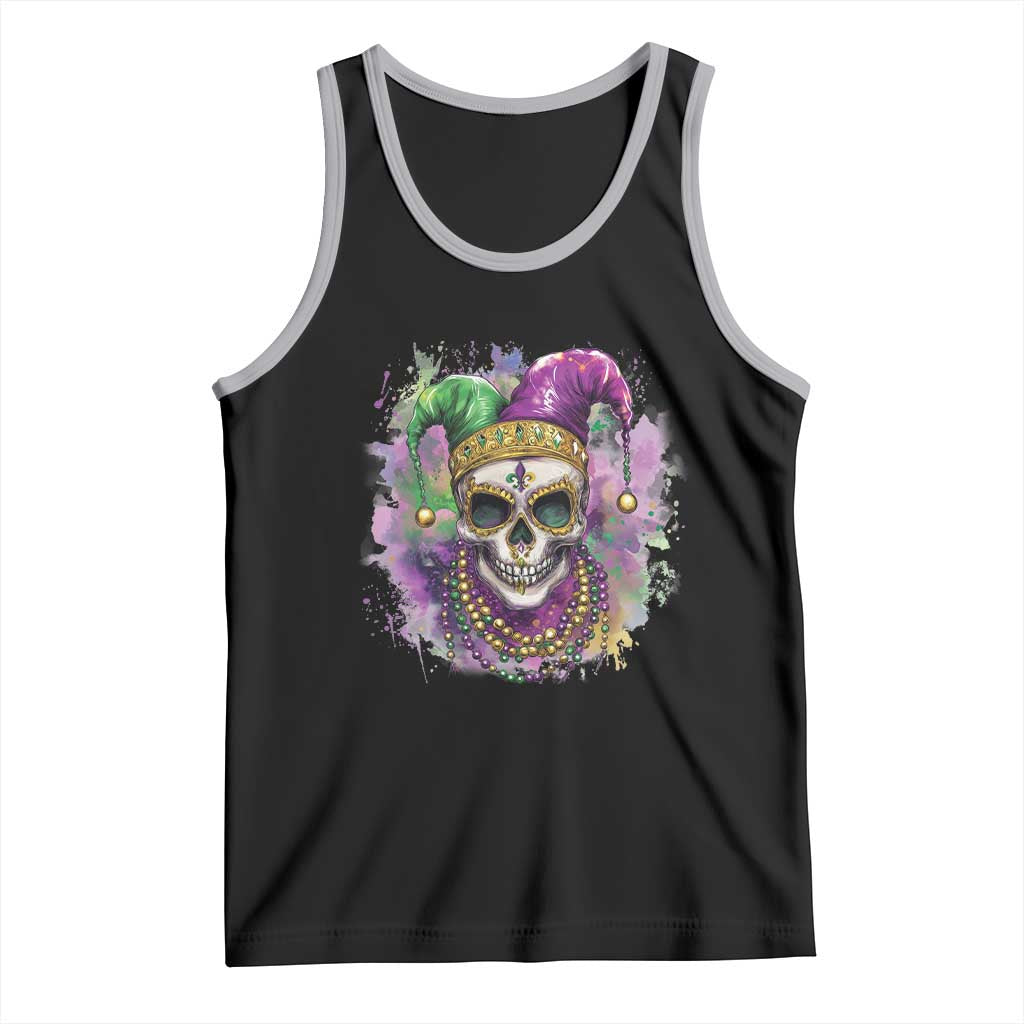 Skeleton Jester Louisiana Mardi Gras Tank Top TS09 Black Athletic Heather Print Your Wear