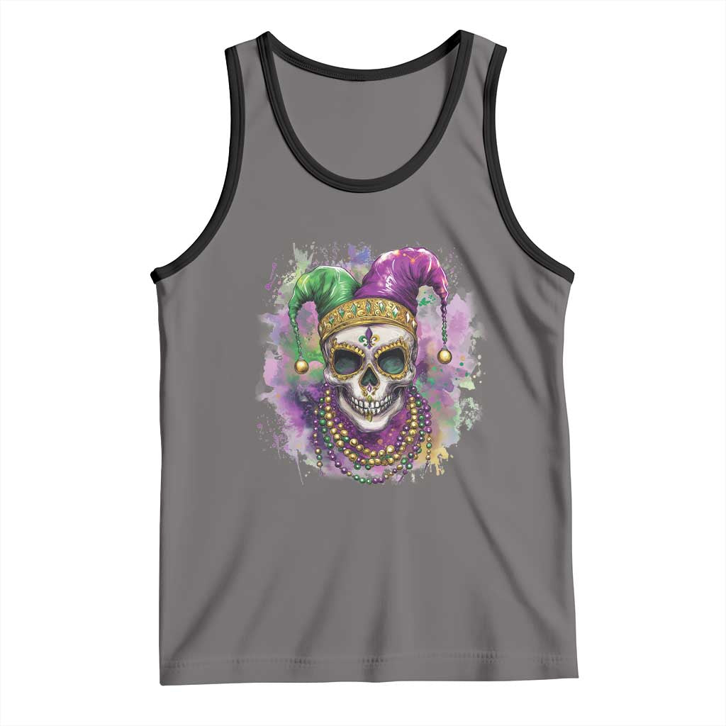Skeleton Jester Louisiana Mardi Gras Tank Top TS09 Deep Heather Black Print Your Wear