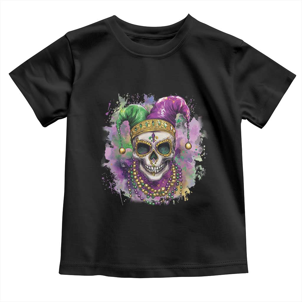 Skeleton Jester Louisiana Mardi Gras Toddler T Shirt TS09 Black Print Your Wear