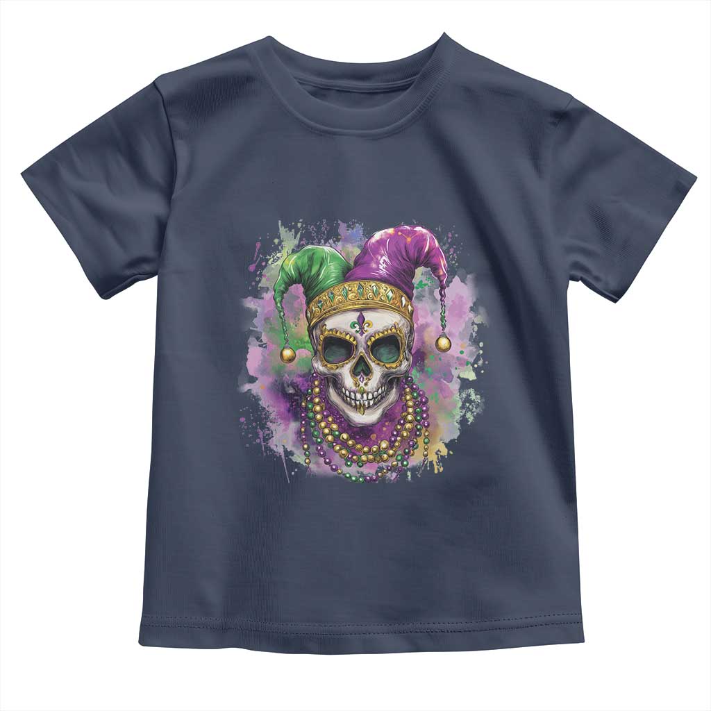 Skeleton Jester Louisiana Mardi Gras Toddler T Shirt TS09 Navy Print Your Wear