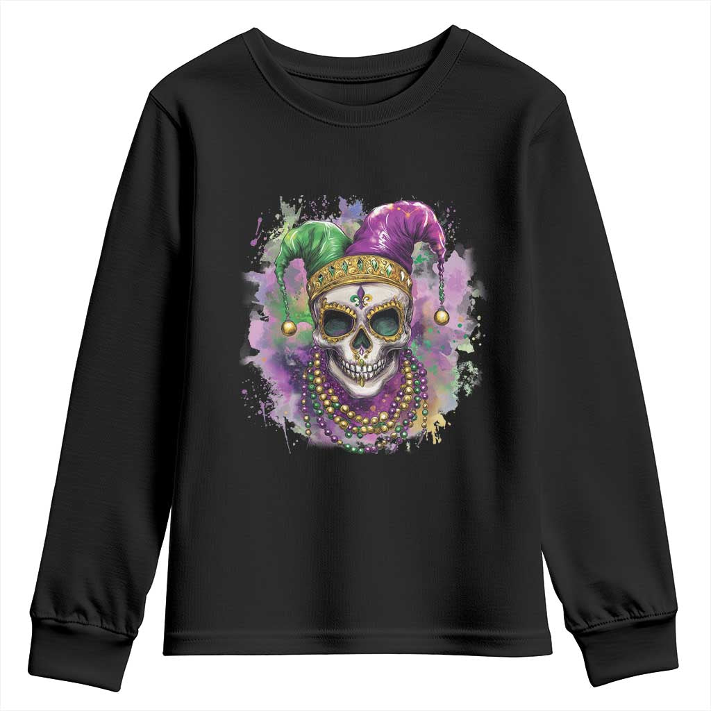 Skeleton Jester Louisiana Mardi Gras Youth Sweatshirt TS09 Black Print Your Wear