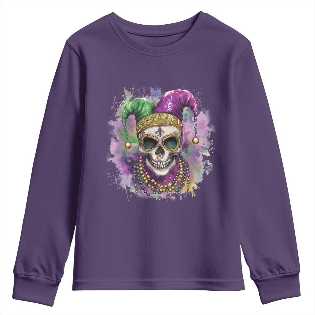 Skeleton Jester Louisiana Mardi Gras Youth Sweatshirt TS09 Purple Print Your Wear