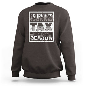 Funny Accountant Sweatshirt I Survived Tax Season TS09 Dark Chocolate Printyourwear