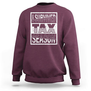 Funny Accountant Sweatshirt I Survived Tax Season TS09 Maroon Printyourwear