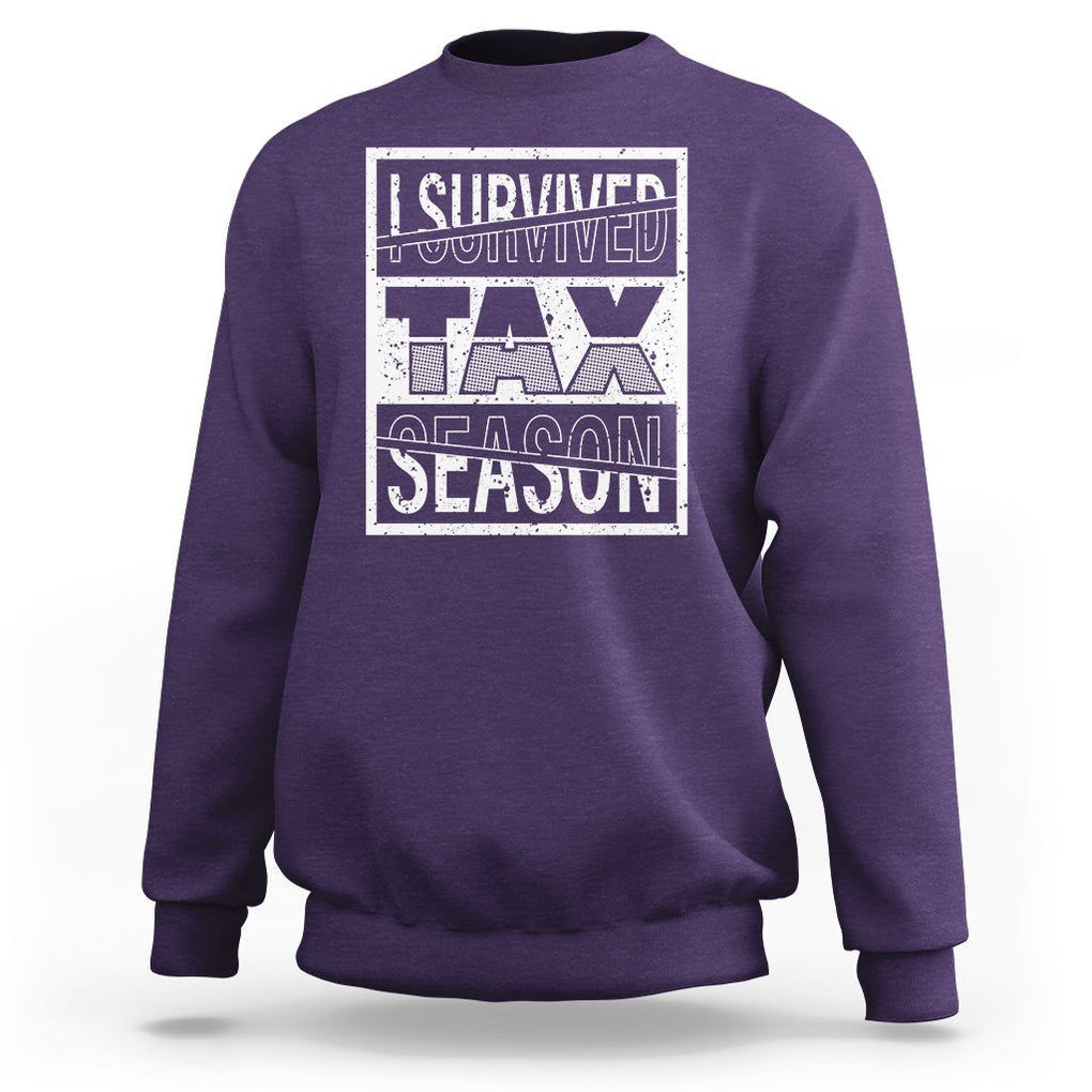 Funny Accountant Sweatshirt I Survived Tax Season TS09 Purple Printyourwear
