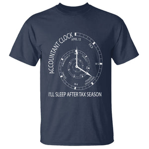 Funny Accountant Clock T Shirt I'll Sleep After Tax Season TS09 Navy Printyourwear