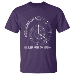 Funny Accountant Clock T Shirt I'll Sleep After Tax Season TS09 Purple Printyourwear