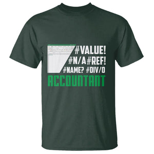 Funny Accountant Errors In Excel T Shirt TS09 Dark Forest Green Printyourwear