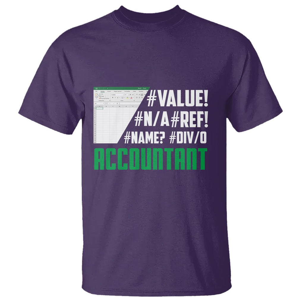 Funny Accountant Errors In Excel T Shirt TS09 Purple Printyourwear