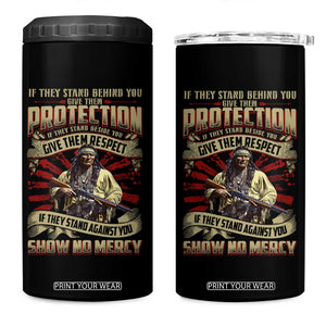 Native American Warrior 4 in 1 Can Cooler Tumbler If They Stand Against You Show No Mercy TS09 One Size: 16 oz Black Print Your Wear