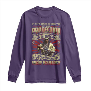 Native American Warrior Long Sleeve Shirt If They Stand Against You Show No Mercy TS09 Purple Print Your Wear