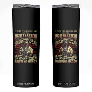 Native American Warrior Skinny Tumbler If They Stand Against You Show No Mercy TS09 Black Print Your Wear