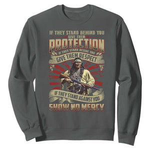 Native American Warrior Sweatshirt If They Stand Against You Show No Mercy TS09 Dark Heather Print Your Wear