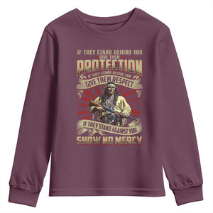 Native American Warrior Youth Sweatshirt If They Stand Against You Show No Mercy TS09 Maroon Print Your Wear