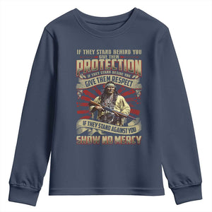 Native American Warrior Youth Sweatshirt If They Stand Against You Show No Mercy TS09 Navy Print Your Wear