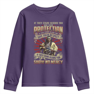 Native American Warrior Youth Sweatshirt If They Stand Against You Show No Mercy TS09 Purple Print Your Wear