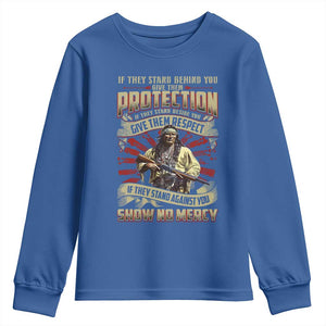 Native American Warrior Youth Sweatshirt If They Stand Against You Show No Mercy TS09 Royal Blue Print Your Wear
