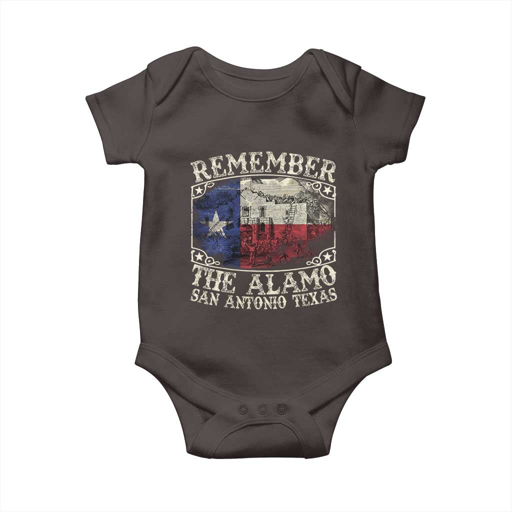 Texas Remember The Alamo Baby Onesie San Antonio Alamo War Texan Flag History Lover TS09 Dark Chocolate Print Your Wear