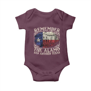 Texas Remember The Alamo Baby Onesie San Antonio Alamo War Texan Flag History Lover TS09 Maroon Print Your Wear