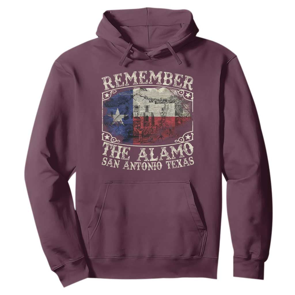 Texas Remember The Alamo Hoodie San Antonio Alamo War Texan Flag History Lover TS09 Maroon Print Your Wear