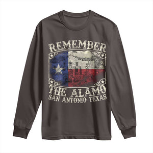 Texas Remember The Alamo Long Sleeve Shirt San Antonio Alamo War Texan Flag History Lover TS09 Dark Chocolate Print Your Wear