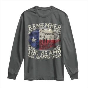 Texas Remember The Alamo Long Sleeve Shirt San Antonio Alamo War Texan Flag History Lover TS09 Dark Heather Print Your Wear